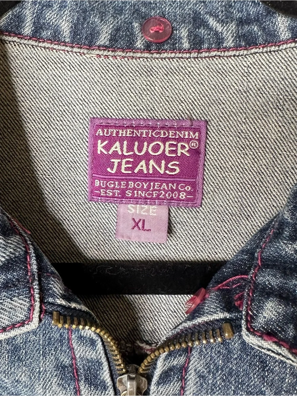 BUGLEBOYJEANCo. | Vintage | Kaluoer Blue/ Pink Denim Zip Jacket | Girls XL